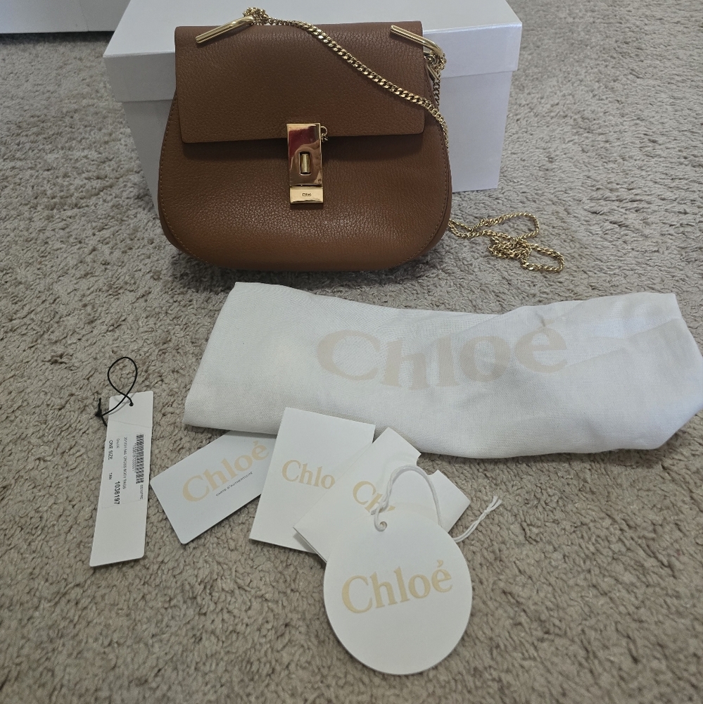 Chloe Drew Chain Bag (Cognac/ Brown)